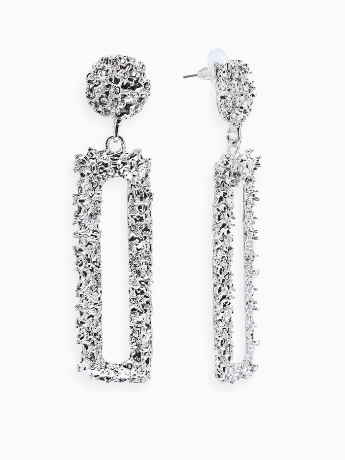 Серьги металл «Карибы» длинный прямоугольник, цвет серебро